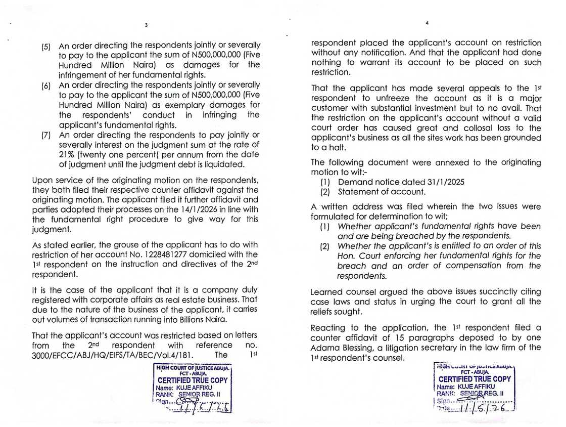 Court Orders EFCC to Pay ₦2m for Unlawfully Freezing Homadil Realty's Account Court Orders EFCC to Pay ₦2m for Unlawfully Freezing Homadil Realty's Account
