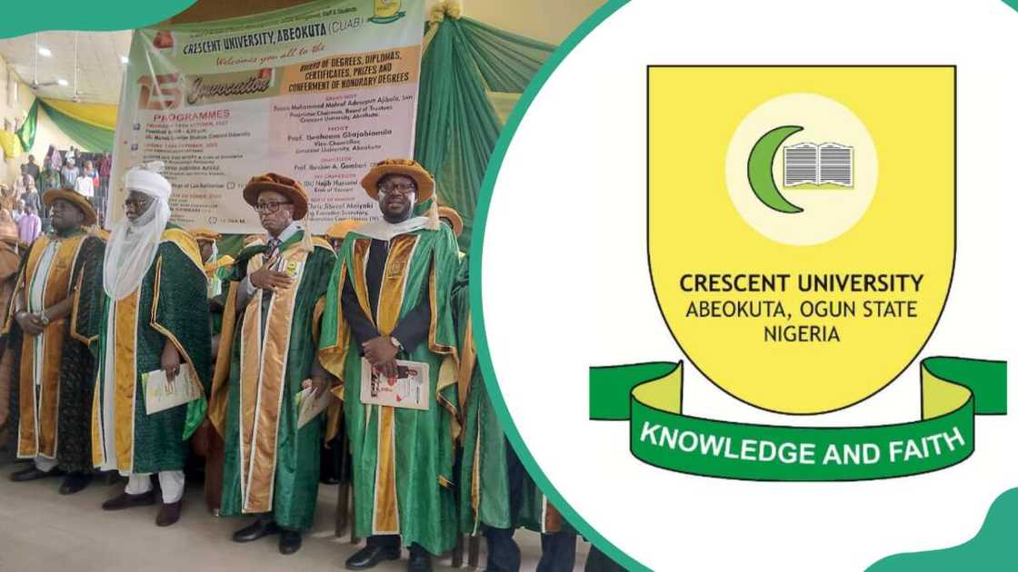 Crescent University logo and lectures during graduation day Crescent University logo and lectures during graduation day