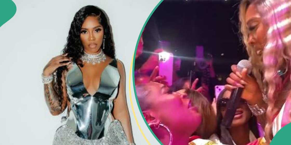 Singer Tiwa Savage and a fan Singer Tiwa Savage and a fan