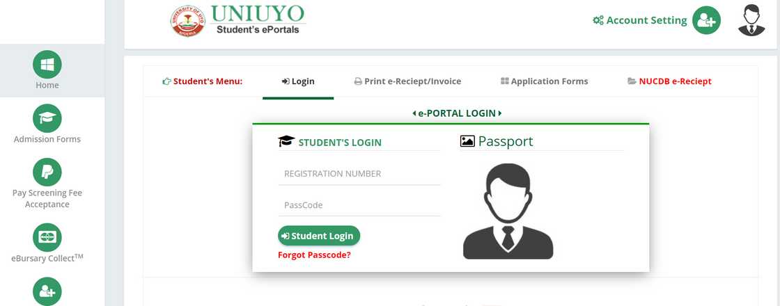 UNIUYO login portal