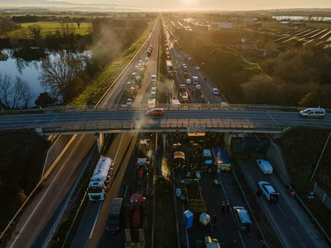 Farmers have been blocking roads including the A64 motorway in the southwest