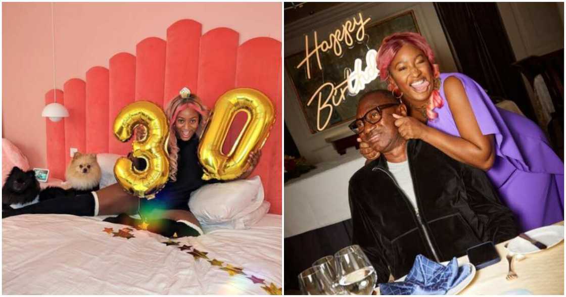 Nigerian singer DJ Cuppy and her dad