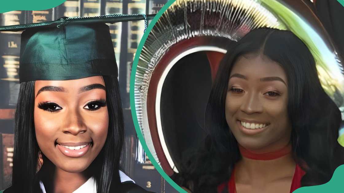 Jameisha Cook on her graduation day (L). Meisha posing on her Prom night on(R) Jameisha Cook on her graduation day (L). Meisha posing on her Prom night on(R)