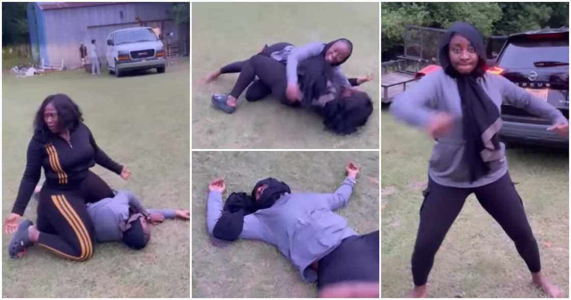 Video of Uche Jombo and Ini Edo play-fighting Video of Uche Jombo and Ini Edo play-fighting
