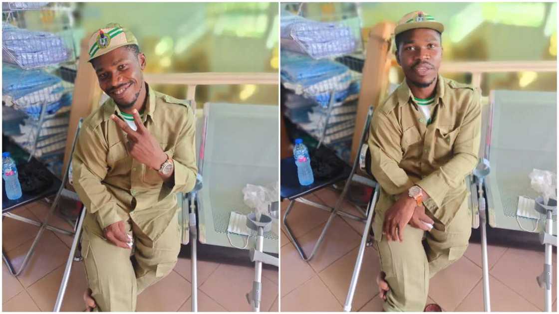 David posed in his NYSC uniform.