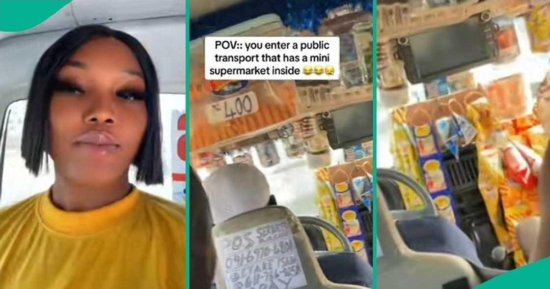 Passenger in awe as commercial driver constructs mini supermarket inside his bus