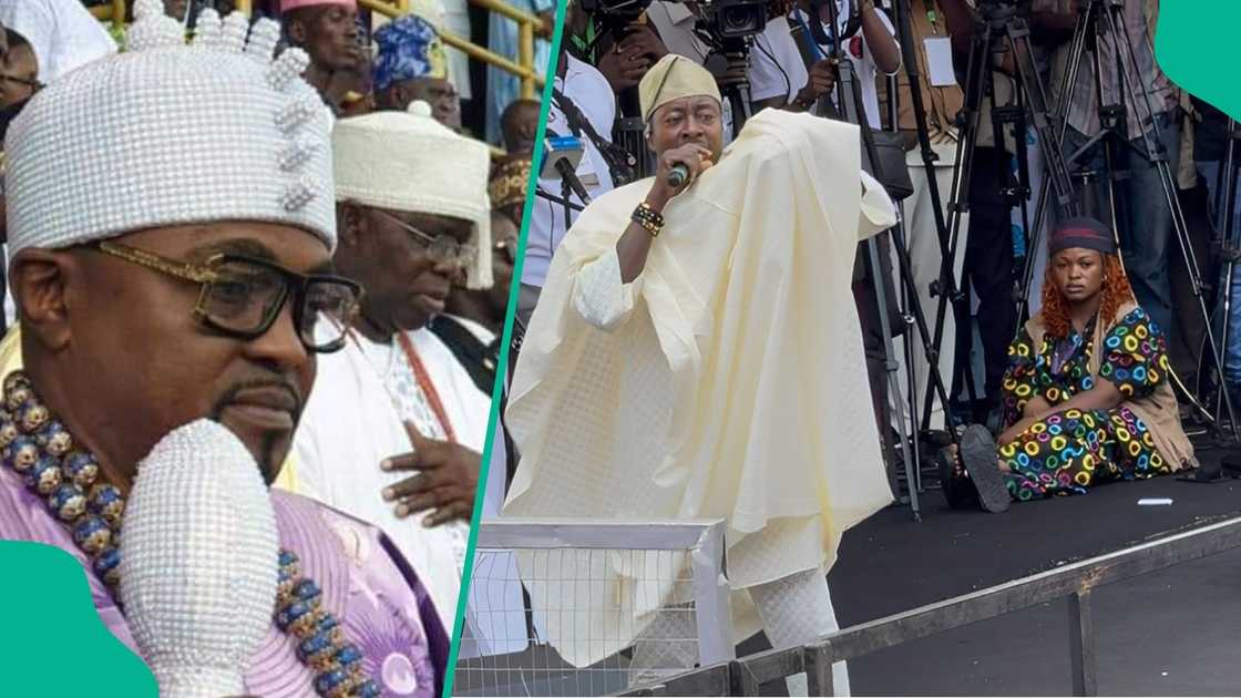 Ogun monarch Oba Tejuosho slams Fuji star Taye Currency over “disgusting lyrics” at Olubadan coronation, stressing Yoruba tradition must be respected.