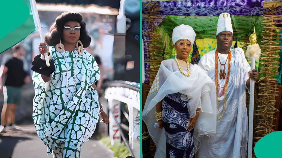 Queen Aderonke rocks a traditional outfit with her husband, the Ooni of Ife