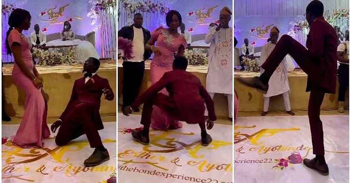 Groomsman Shows off crazy moves, dance, bridesmaid walks out