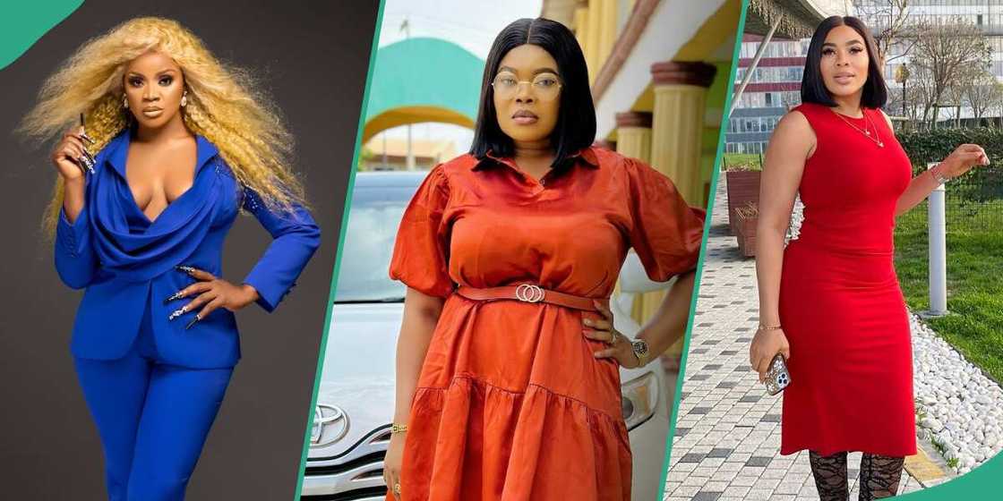 Nollywood actresses Uche Ogbodo, Ruby Ojiakor and Ify Eze scold each other about how best to mourn Jnr Pope. Nollywood actresses Uche Ogbodo, Ruby Ojiakor and Ify Eze scold each other about how best to mourn Jnr Pope.