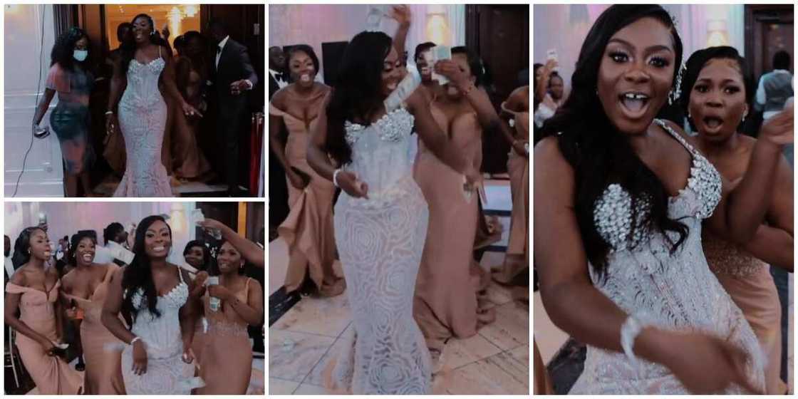 Bride makes majestic entrance into her wedding venue with bridesmaids raining cash on her in video Bride makes majestic entrance into her wedding venue with bridesmaids raining cash on her in video