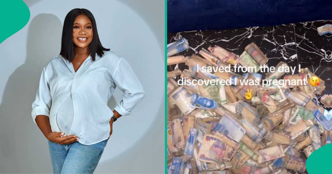 Pregnant Nigerian lady displays how much she found in her piggy bank Pregnant Nigerian lady displays how much she found in her piggy bank