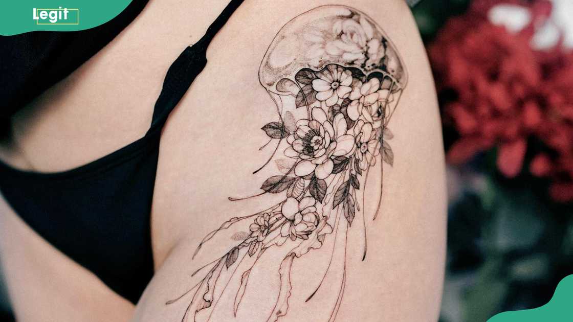 Jellyfish flower tattoo