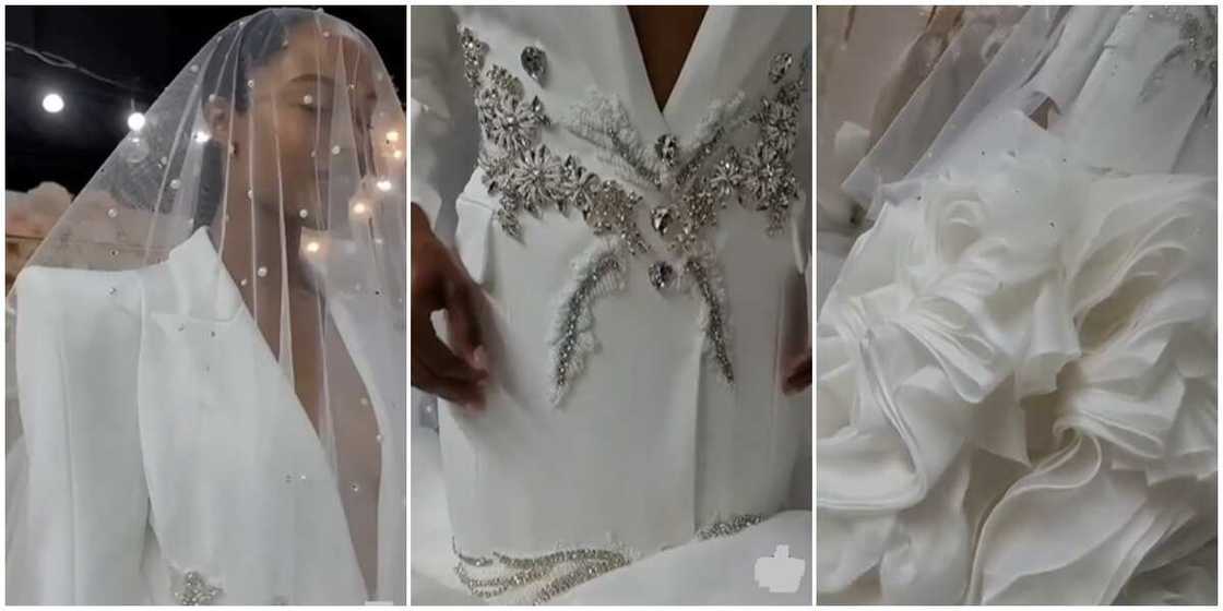Photo of the couture suit wedding dress. Photo of the couture suit wedding dress.