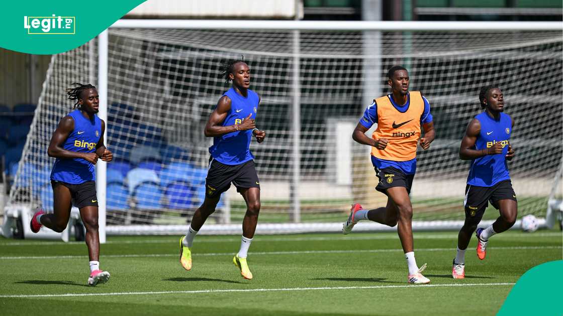 Jamie Gittens, Emmanuel Emegha, Tosin Adarabioyo, Romeo Lavia. Jamie Gittens, Emmanuel Emegha, Tosin Adarabioyo, Romeo Lavia.