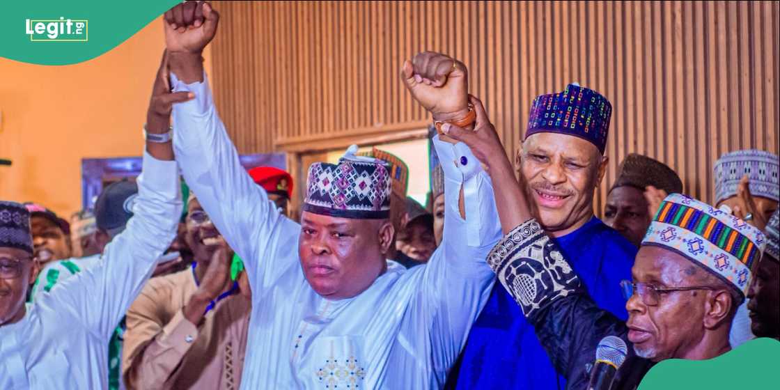 Retired DCP Mohammed Ahmed celebrated with supporters after clinching the Senatorial ticket on Monday.
