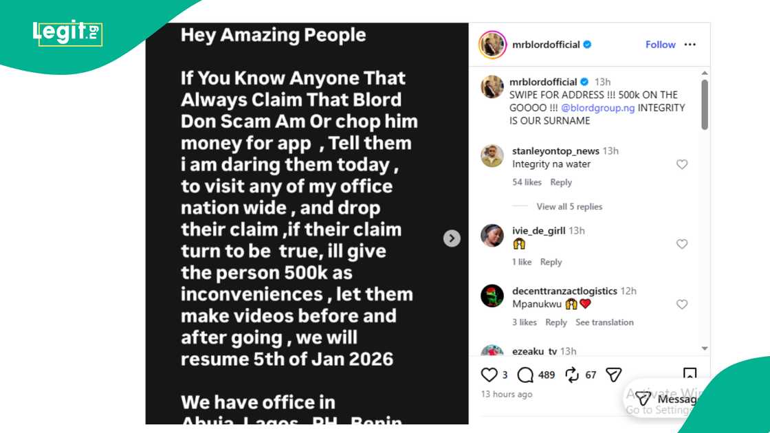 Blord responds to scam allegations over his 2026 tax-help app, offers ₦500k to anyone who proves he scammed them, and sparks mixed reactions online. Blord responds to scam allegations over his 2026 tax-help app, offers ₦500k to anyone who proves he scammed them, and sparks mixed reactions online.