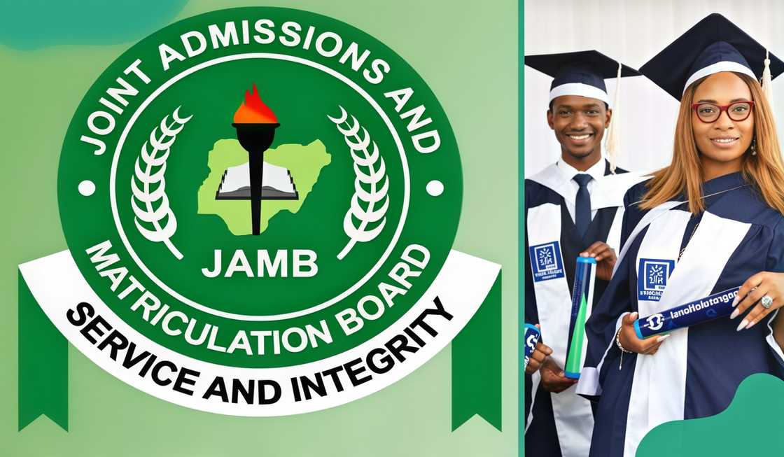 The JAMB logo and Nile University of Nigeria students