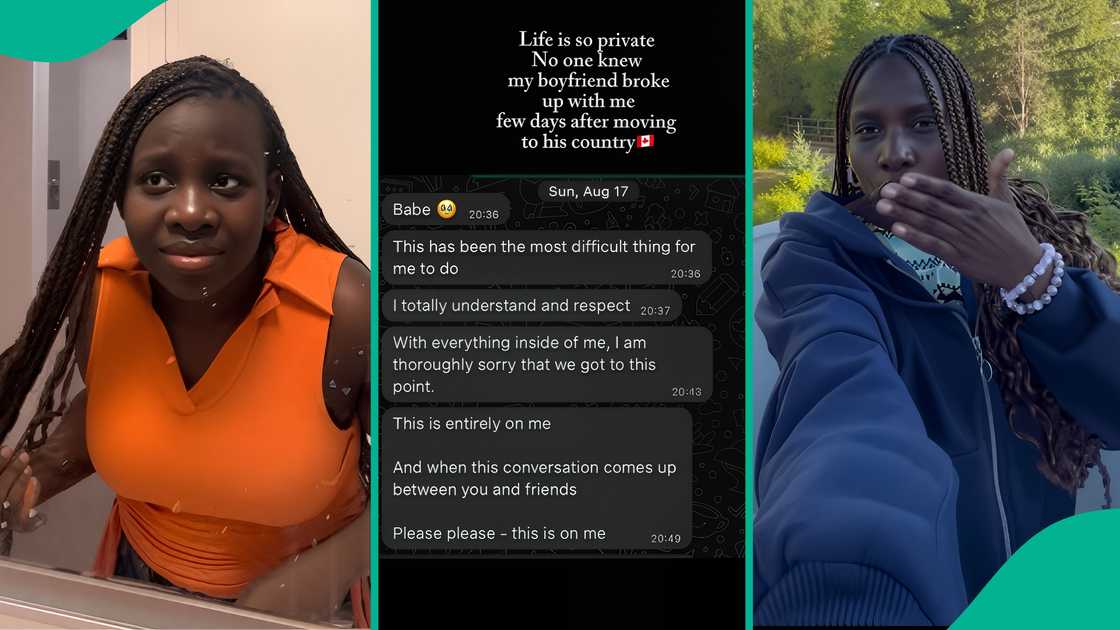 Lady shares breakup message she received from boyfriend few days after she moved to Canada