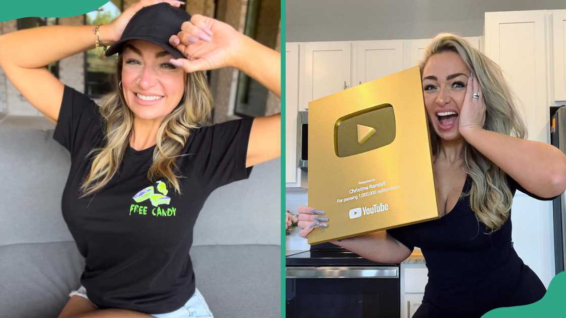 Christina Randall shows off her YouTube channel's award.