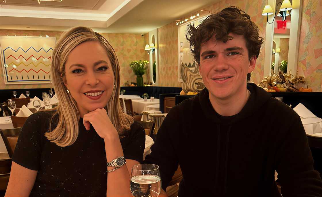 Sutton and James Stracke sit together at a restaurant Sutton and James Stracke sit together at a restaurant