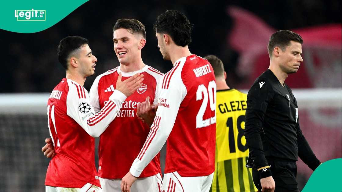 Gabriel Martinelli, Viktor Gyoekeres, Kai Havertz, 2025/26 UEFA Champions League, Arsenal, Kairat Almaty, London, England. Gabriel Martinelli, Viktor Gyoekeres, Kai Havertz, 2025/26 UEFA Champions League, Arsenal, Kairat Almaty, London, England.