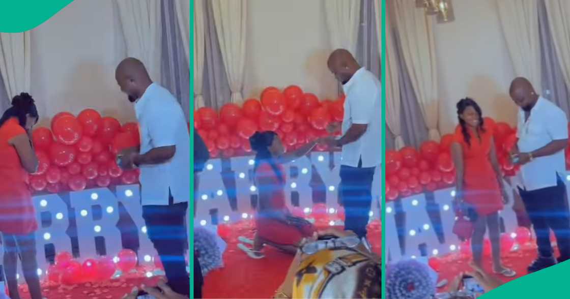 Nigerian lady kneels to receive marriage proposal