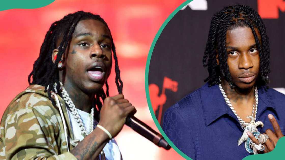Polo G performs at Leeds festival (L). He attends the MTV Video Music Awards at Barclays Center (R) Polo G performs at Leeds festival (L). He attends the MTV Video Music Awards at Barclays Center (R)