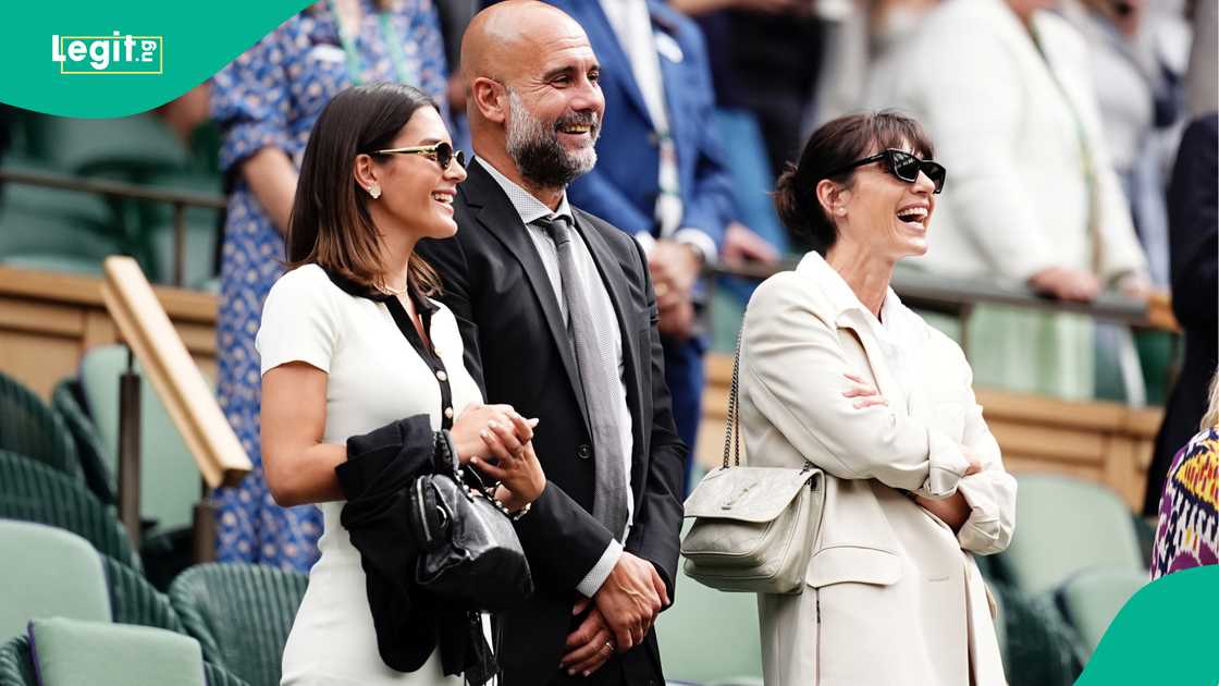 Pep Guardiola, Cristina Serra, Maria Guardiola, Wimbledon Championships, All England Lawn Tennis, Croquet Club, London. Pep Guardiola, Cristina Serra, Maria Guardiola, Wimbledon Championships, All England Lawn Tennis, Croquet Club, London.