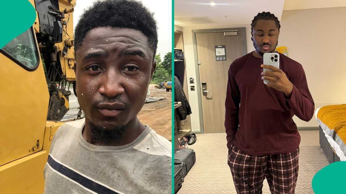 Nigerian labourer who moved abroad goes viral after sharing his transformation photos.