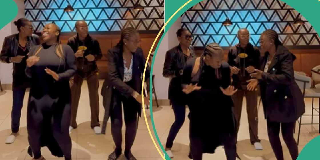 Video of Uche Jombo, Ufuoma McDermott, Chioma Akpotha and Omoni Oboli doing the Tshwala Bam dance challenge. Video of Uche Jombo, Ufuoma McDermott, Chioma Akpotha and Omoni Oboli doing the Tshwala Bam dance challenge.