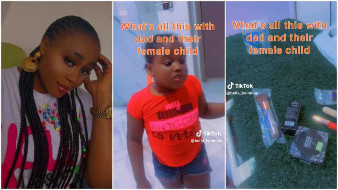 Kid and makeup kit/mother questioned daughter. Kid and makeup kit/mother questioned daughter.