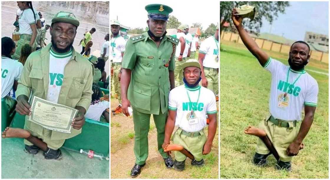 Ikiotere Ayebatonye Otuma, a physically challenged Nigerian
man who just passed out of NYSC. Ikiotere Ayebatonye Otuma, a physically challenged Nigerian
man who just passed out of NYSC.