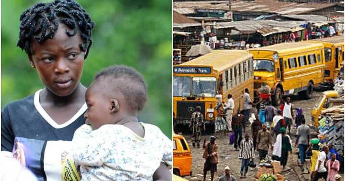 Baby falls off lady's hands, bus stop Baby falls off lady's hands, bus stop