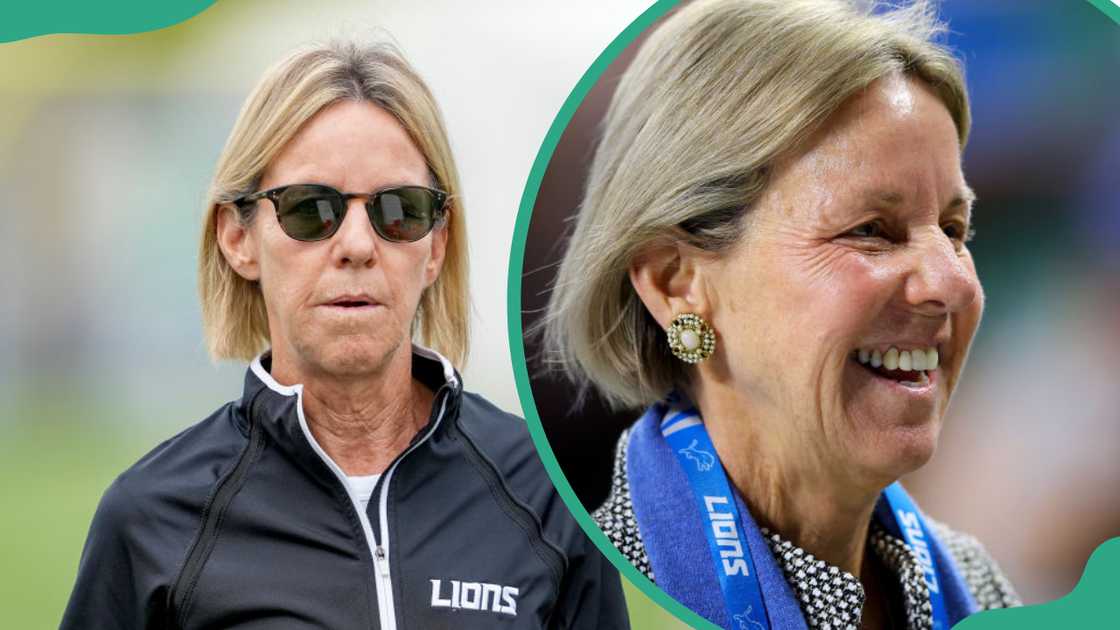 Sheila Ford during the Detroit Lions Training Camp (L). The football executive looks on before the game against the Buffalo Bills at Ford Field (R) Sheila Ford during the Detroit Lions Training Camp (L). The football executive looks on before the game against the Buffalo Bills at Ford Field (R)