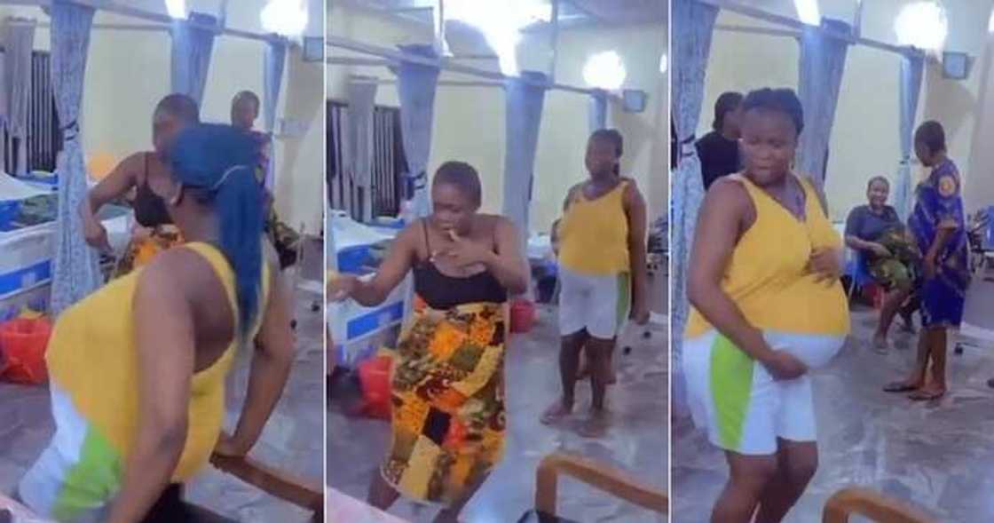Pregnant women dance in hospital, baby bumps Pregnant women dance in hospital, baby bumps