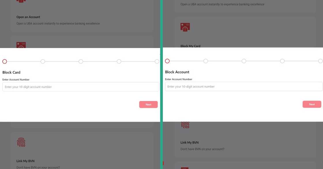 A screenshot of UBA's self-service portal. A screenshot of UBA's self-service portal.