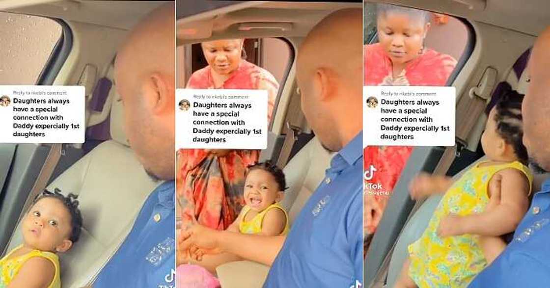 Little girl says she must sit with dad, front seat, side chick Little girl says she must sit with dad, front seat, side chick