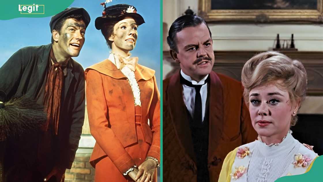 Dick Van Dyke and Julie Andrews (L). Glynis Johns with David Tomlinson (R) Dick Van Dyke and Julie Andrews (L). Glynis Johns with David Tomlinson (R)