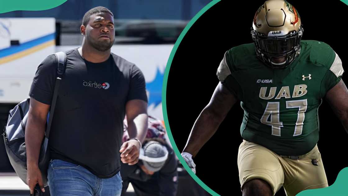 Anthony Rush walking in the street and wearing a UAB jersey Anthony Rush walking in the street and wearing a UAB jersey