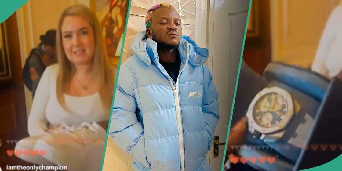 Video of Portable going gaga over some gifts an Oyinbo woman gave him sparks reactions online Video of Portable going gaga over some gifts an Oyinbo woman gave him sparks reactions online