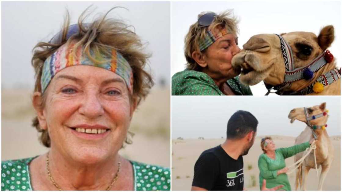 The woman has four people who help her. The woman has four people who help her.