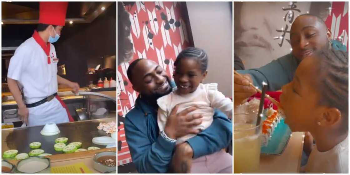 Davido takes daughter Imade on special date to a Chinese restaurant. Davido takes daughter Imade on special date to a Chinese restaurant.