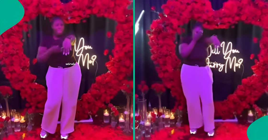 Lady stages her proposal for Hallelujah challenge dress like your miracle