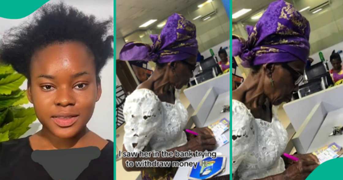 Lady taken aback by the amount an elderly woman tried to withdraw at the bank.