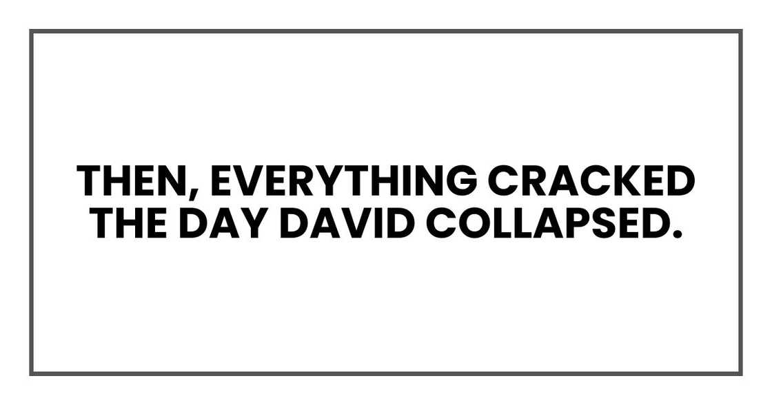 Then, everything cracked the day David collapsed.