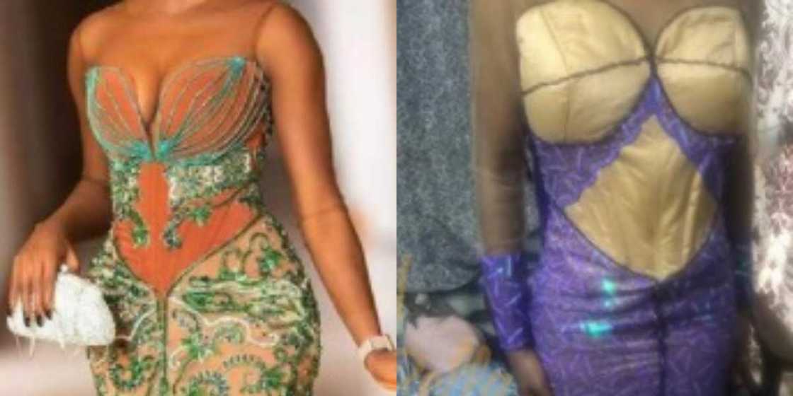 Photos of dress inspiration and the recreated version. Photos of dress inspiration and the recreated version.