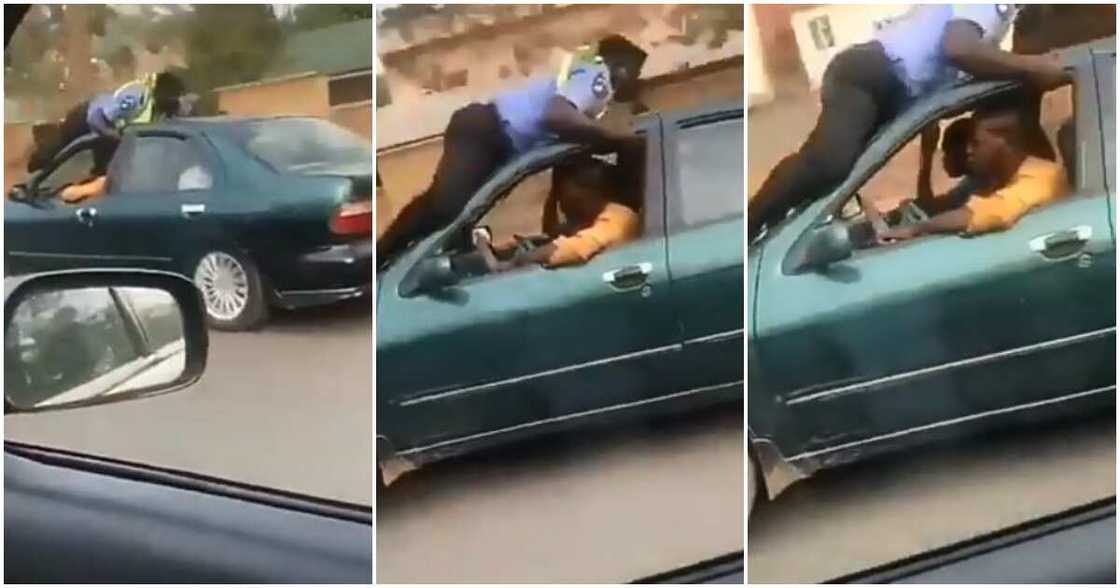 Video of policeman who jumped on moving cab to stop the driver goes viral Video of policeman who jumped on moving cab to stop the driver goes viral