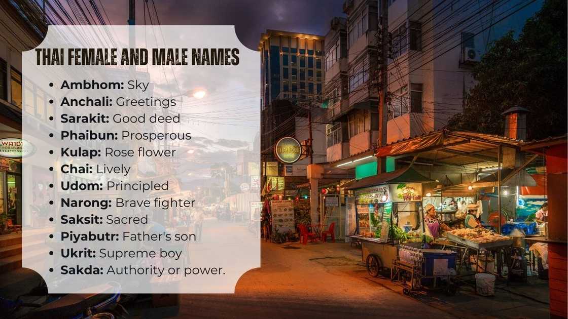 beautiful Thai female and male names with meanings