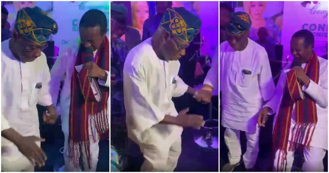 Obasanjo dancing with King Sunny Ade at event. Obasanjo dancing with King Sunny Ade at event.